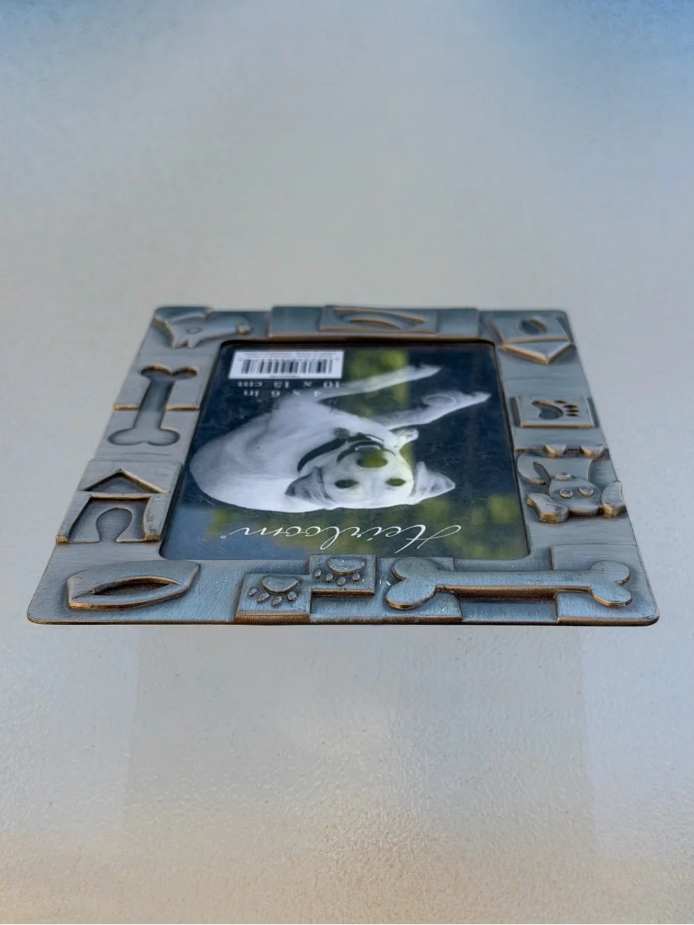 Burnes of Boston Dog Themed 3D Relief Silver Pewter Toned Metal Photo Frame